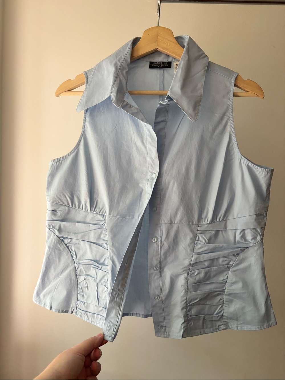 Y2K Light Blue Cinched Sleeveless Blouse